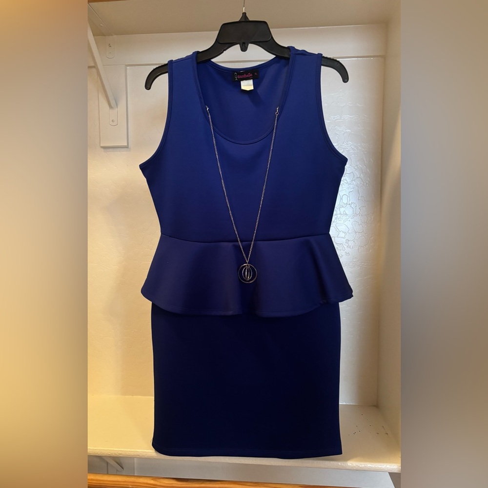 Royal Blue Dress with Necklace